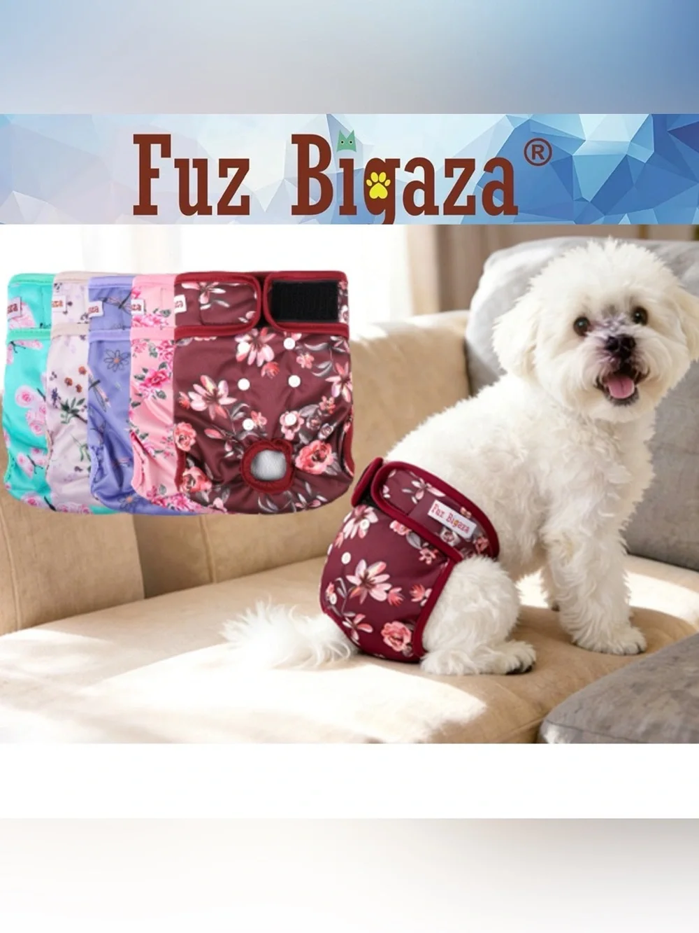 Fuz Bigaza 5-Pack Female Dog Reusable Diapers Size Small NWT